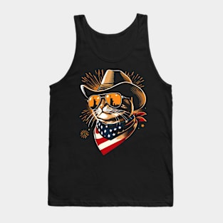 USA Flag Cat 4th of July Funny Patriotic Tank Top